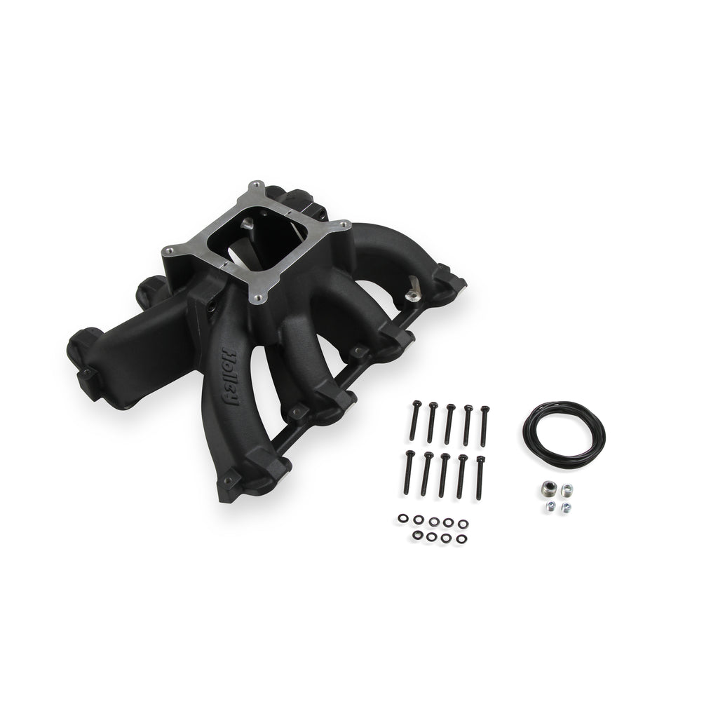 Single-Plane-Split-Design-Race-Intake-Manifold--Gm-Ls1Ls2Ls6--Black