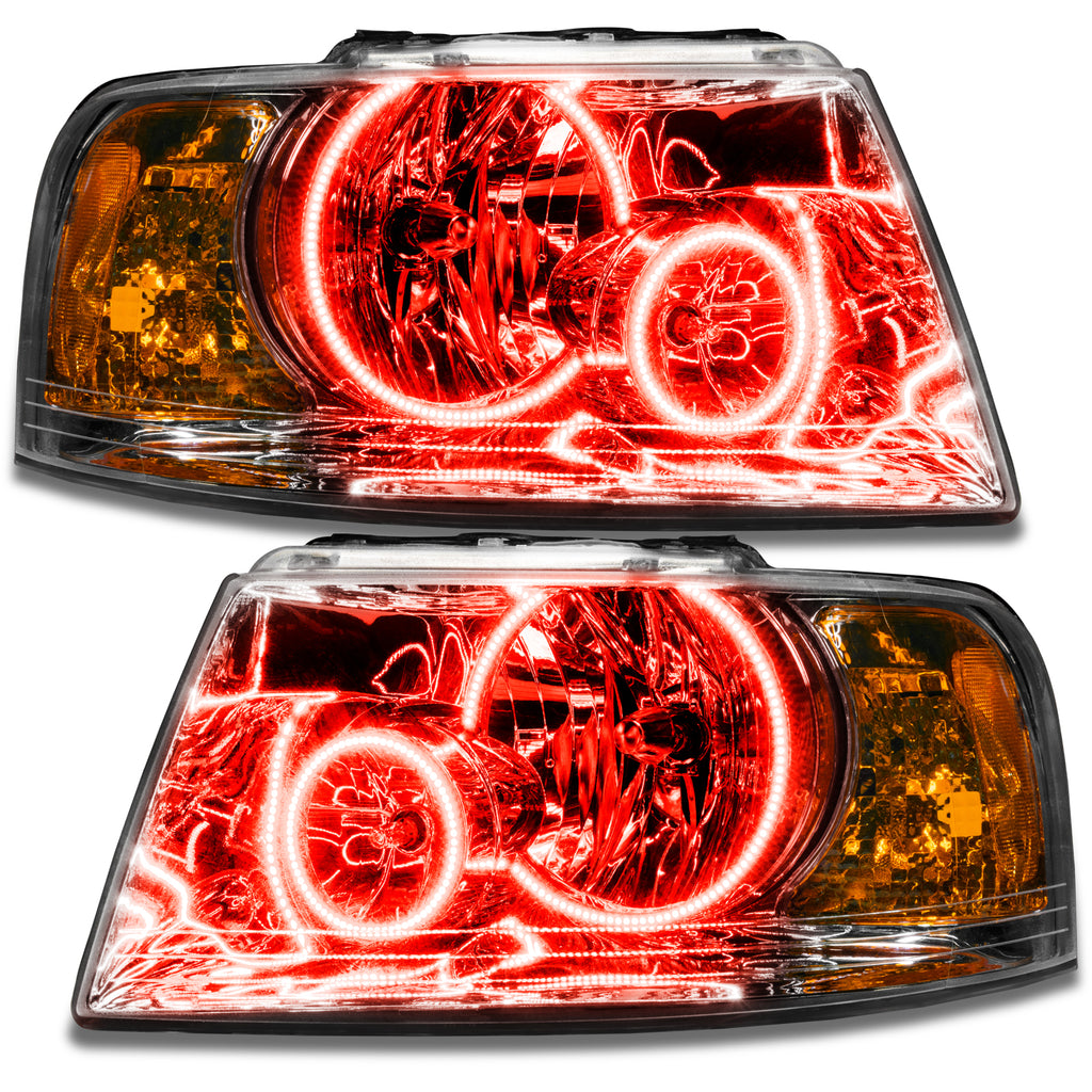 Smd-Pre-Assembled-Headlights,-Chrome-Bezel,-Red