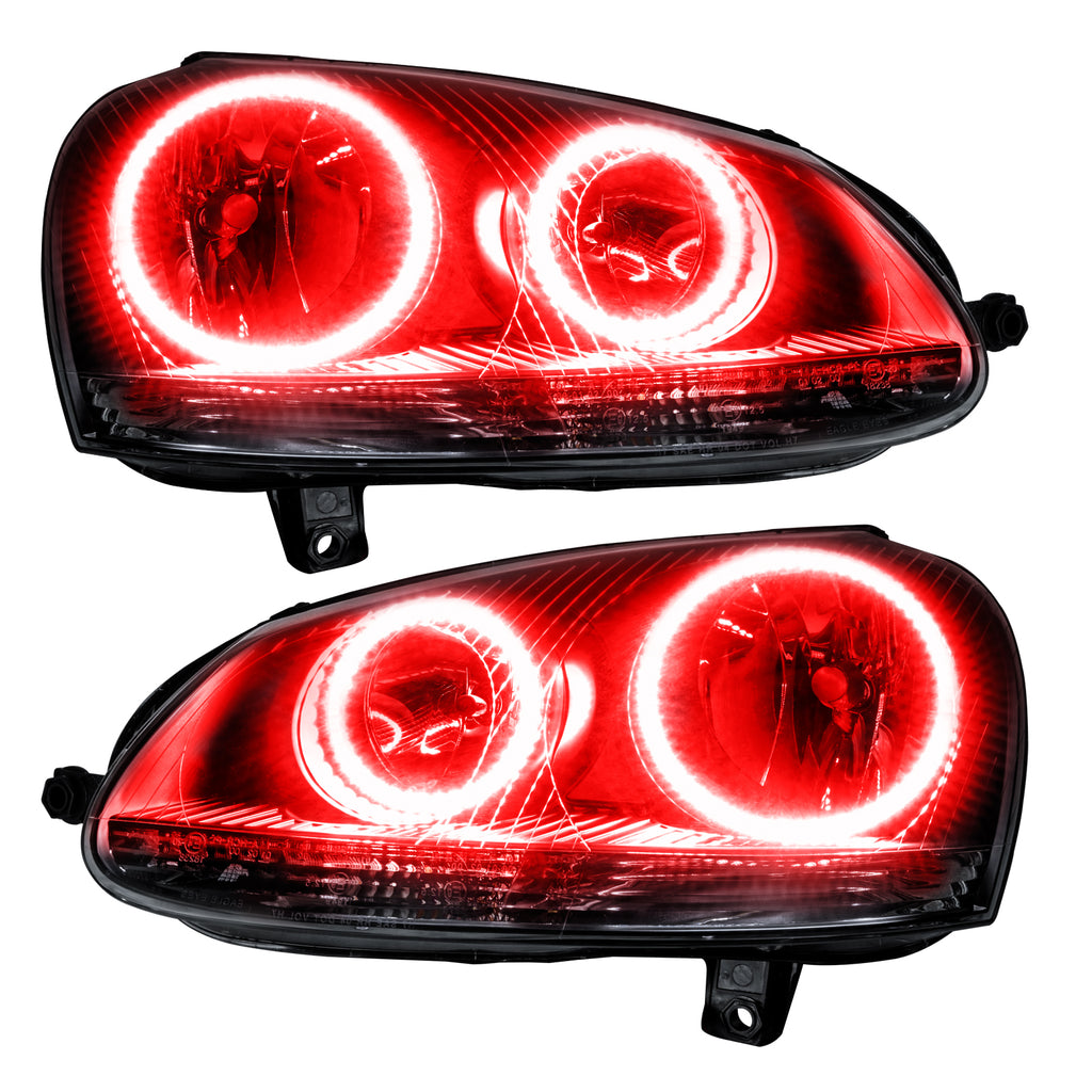 Smd-Pre-Assembled-Headlights,-Chrome-Bezel,-Red