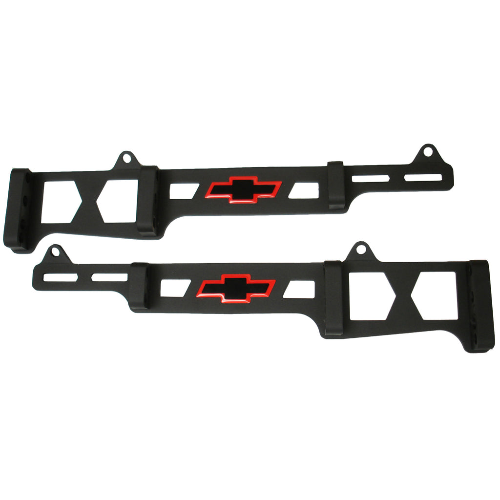 Spark-Plug-Wire-Loom-Set;-Linear-Style;-Bowtie-Logo;-Sb-Chevy;-Black-Crinkle