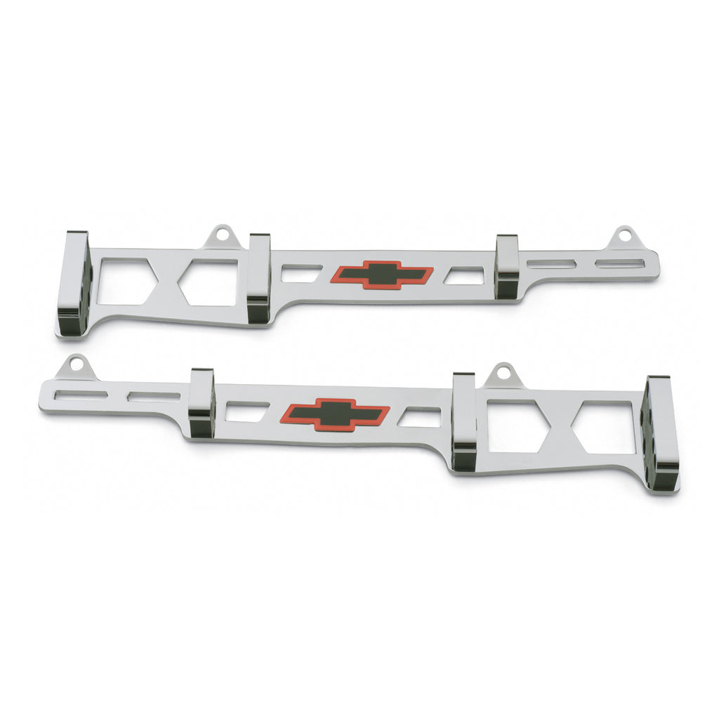 Spark-Plug-Wire-Loom-Set;-Linear-Style;-With-Bowtie-Logo;-Fits-Sb-Chevy;-Chrome