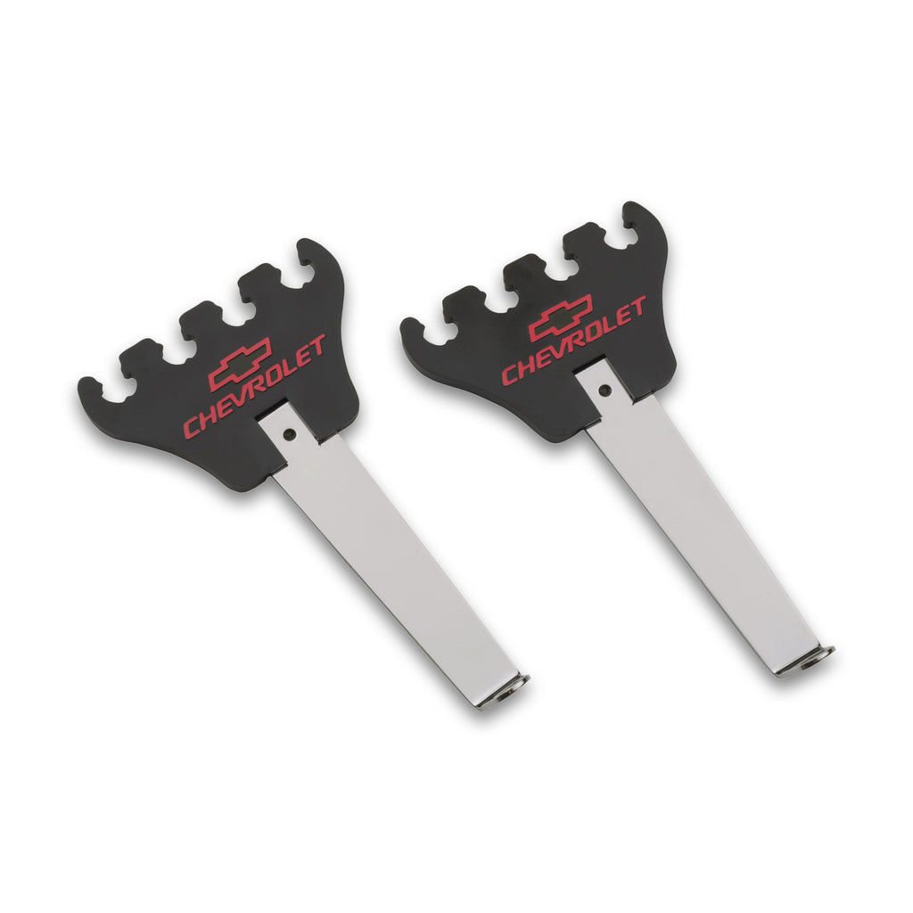 Spark-Plug-Wire-Loom-Set;-Universal;-Chrome;-Black-Plastic;-Bowtie-Logo;-1-Pair