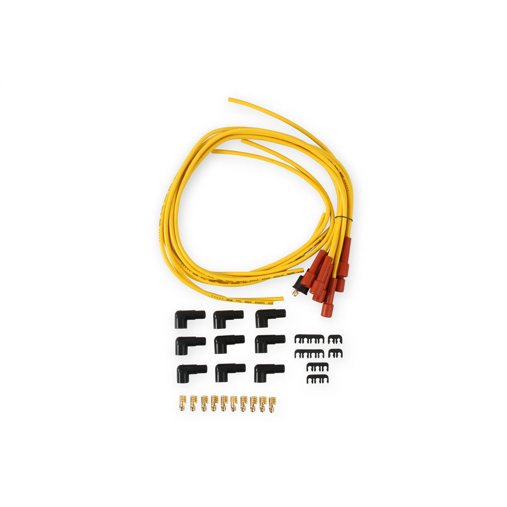 Spark-Plug-Wire-Set---7Mm---Super-Stock-With-Copper-Core---Universal-Straight-Boots---Yellow