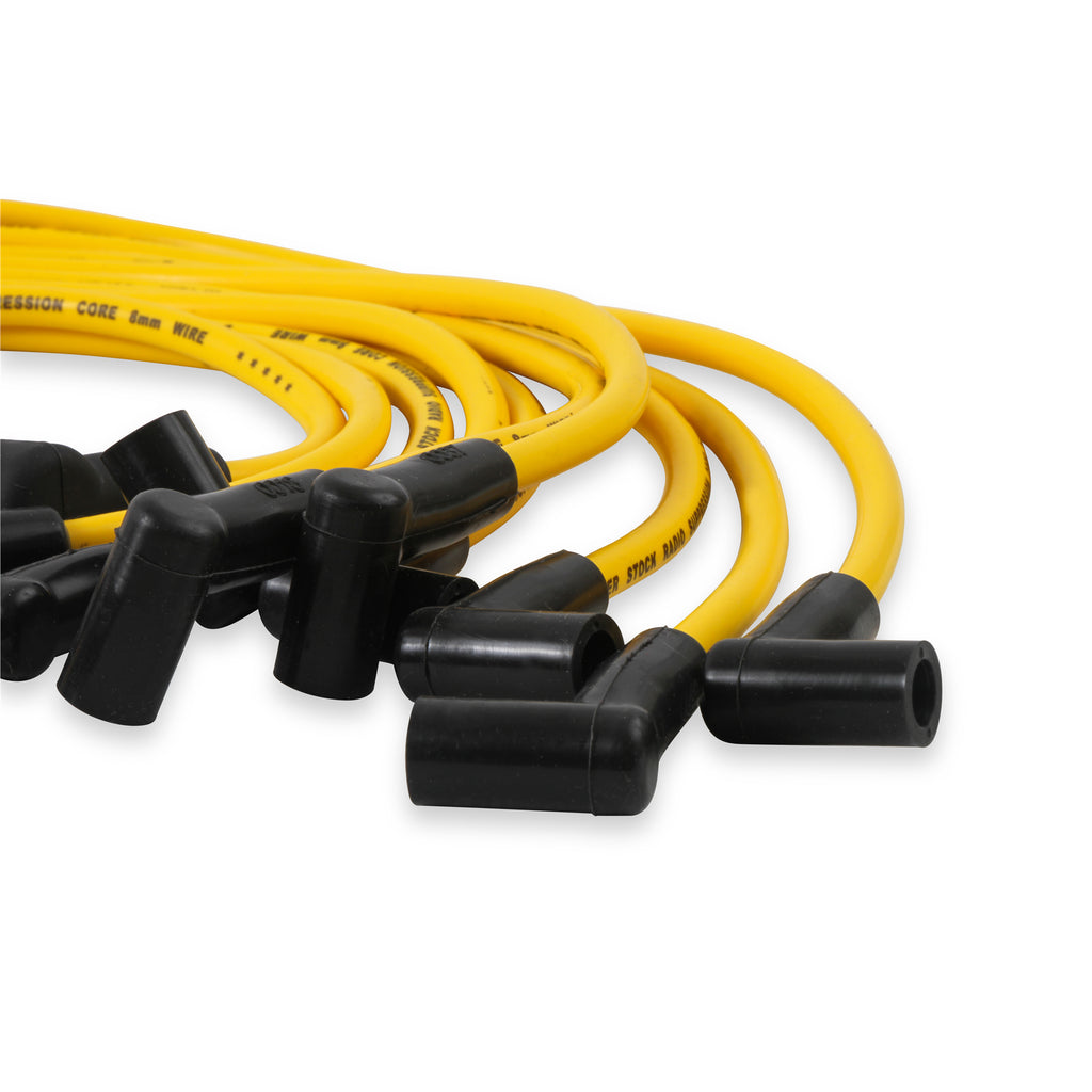 Spark-Plug-Wire-Set---8Mm---Custom-With-Graphite-Core---Yellow-With-Hei-Stock-Style-Boots