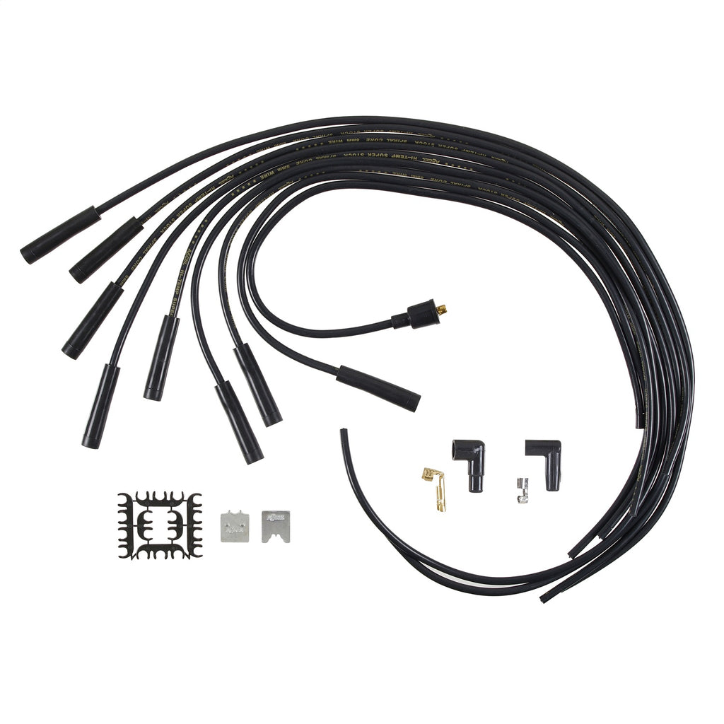 Spark-Plug-Wire-Set---8Mm---Universal---Black-Wire-With-Black-Straight-Boots