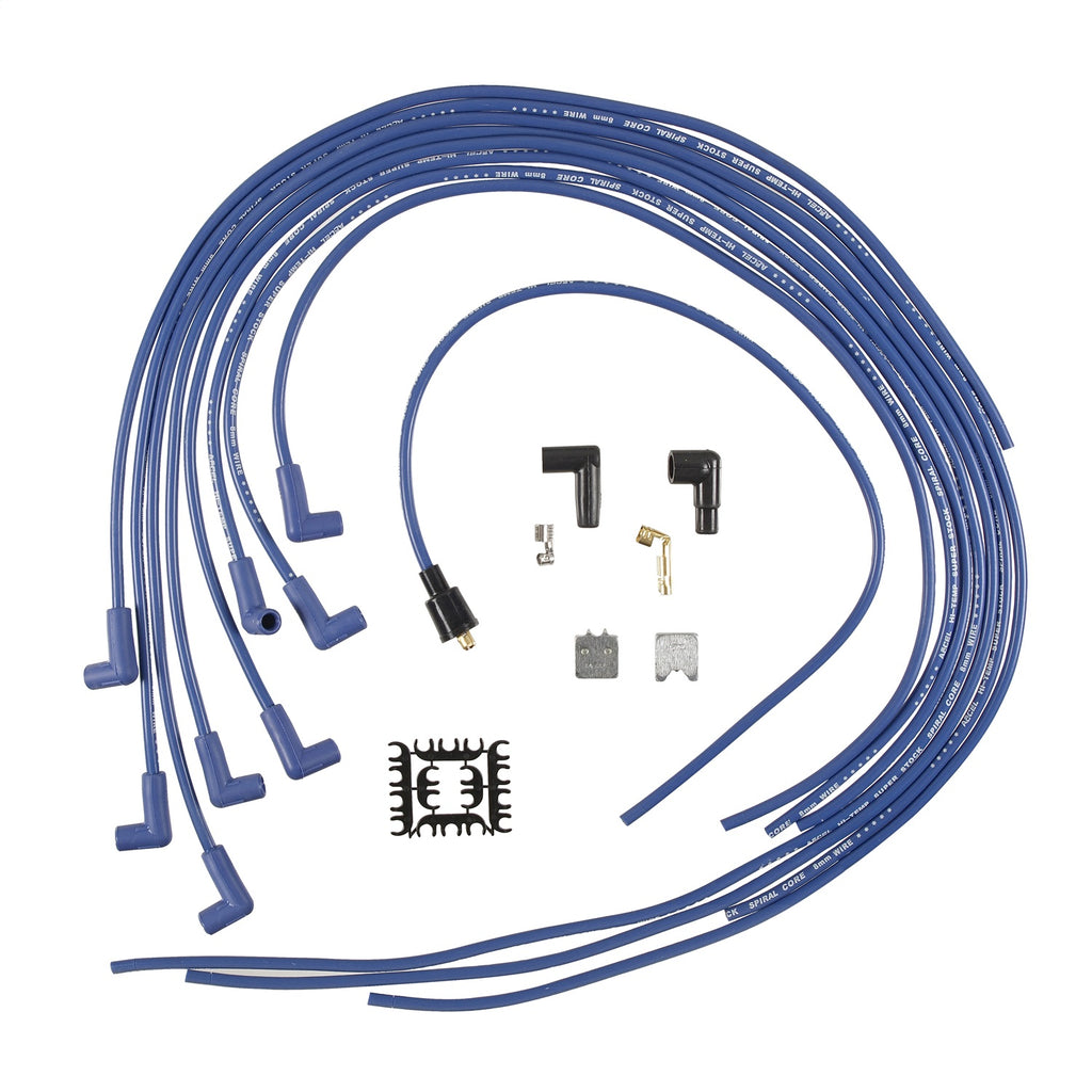 Spark-Plug-Wire-Set---8Mm---Universal---Blue-Wire-With-Blue-90-Deg-Boots