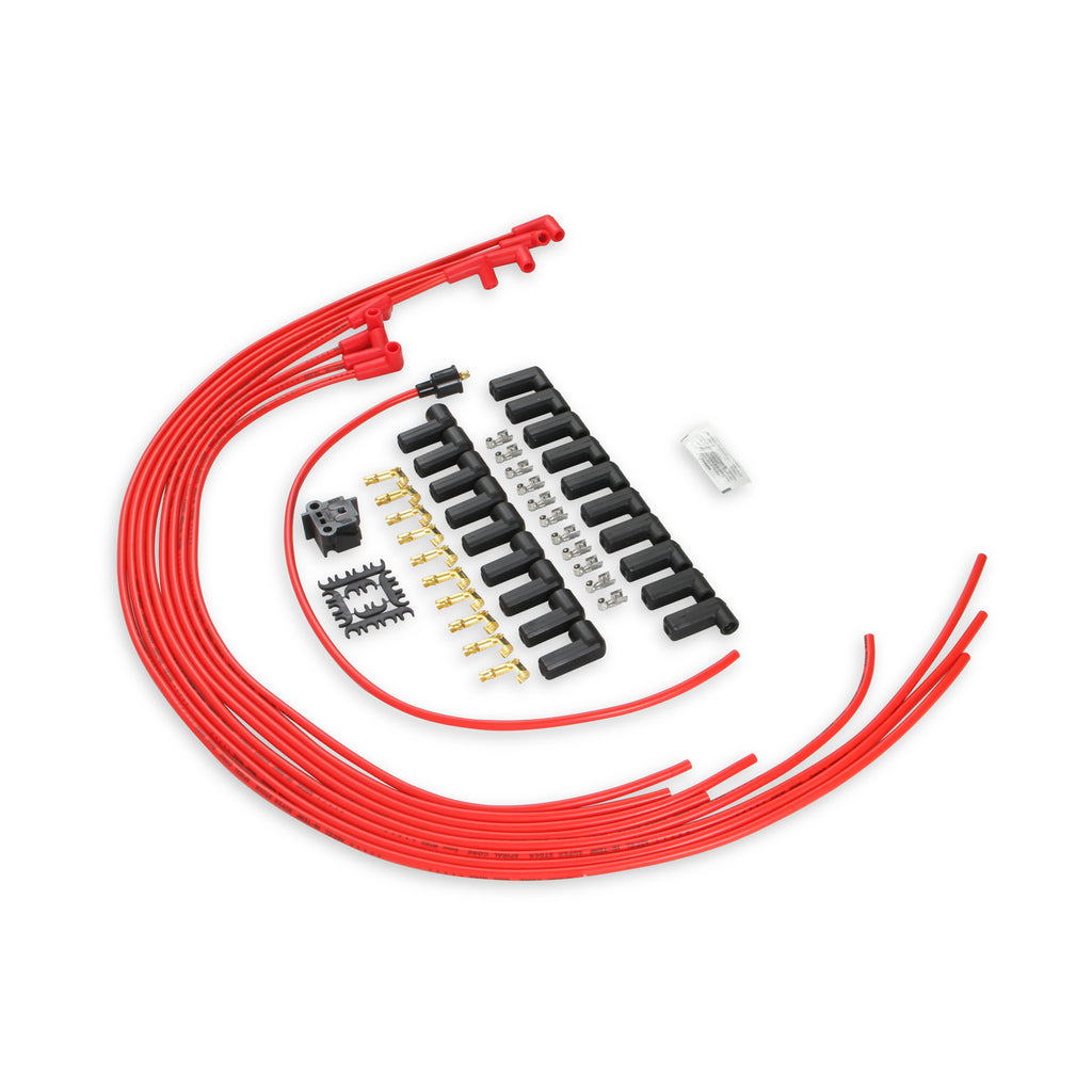 Spark-Plug-Wire-Set---8Mm---Universal---Red-Wire-With-Red-90-Deg-Boots