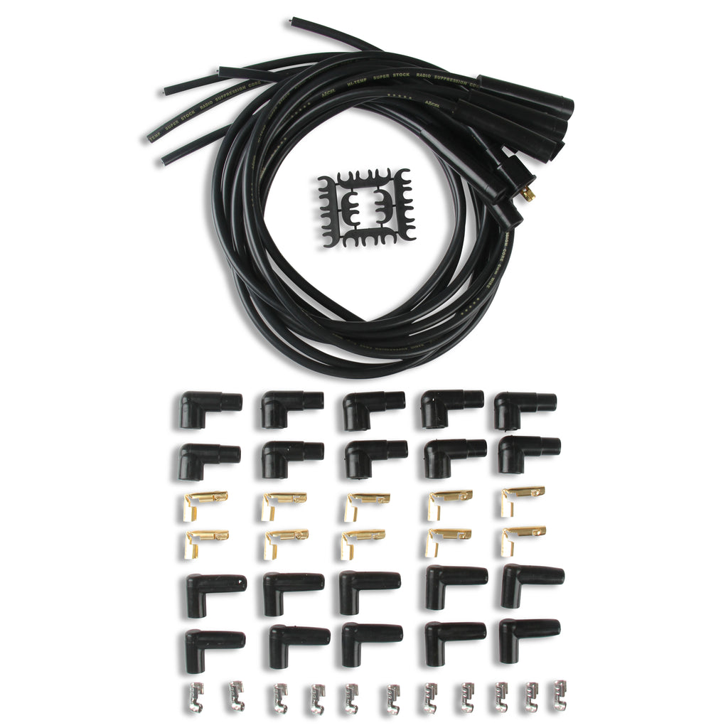 Spark-Plug-Wire-Set--8Mm---Black-Wire-With-Black-Straight-Boots