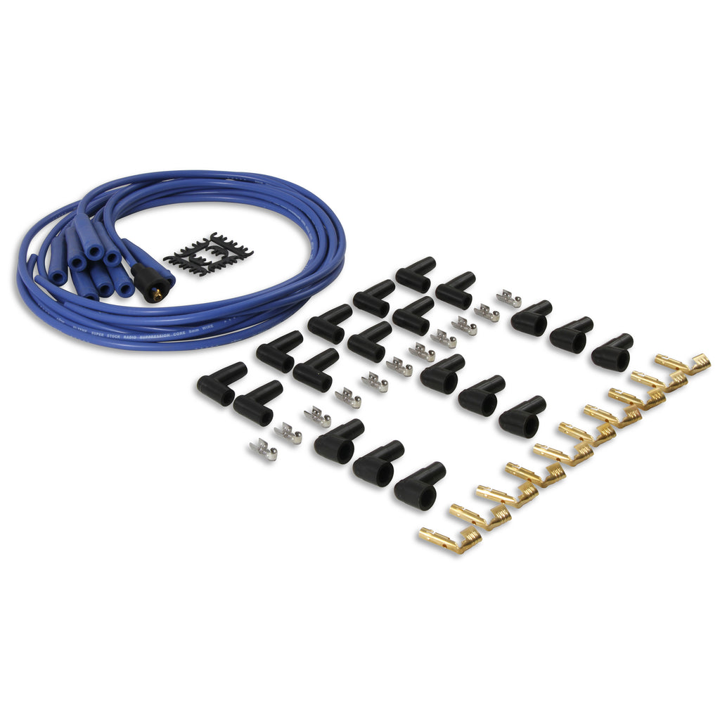 Spark-Plug-Wire-Set--8Mm---Blue-Wire-With-Blue-Straight-Boots