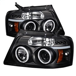 (-Spyder-Signature-)-Ford-F150-04-08-Projector-Headlights---Version-2---Ccfl-Halo---Led-(-Replaceable-Leds-)---Black---High-H1-(Included)---Low-9006-(Included)