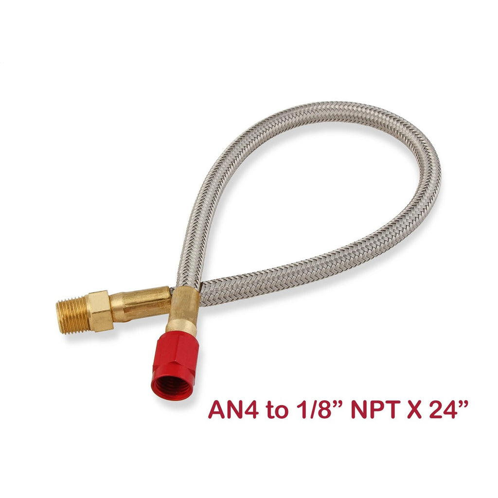 Stainless-Steel-Braided-Hose--4An-2-Foot-18-Npt-Red