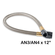 Load image into Gallery viewer, Stainless-Steel-Braided-Hose-With-Black-Fittings--4An-To--3An,-1-Foot-Length