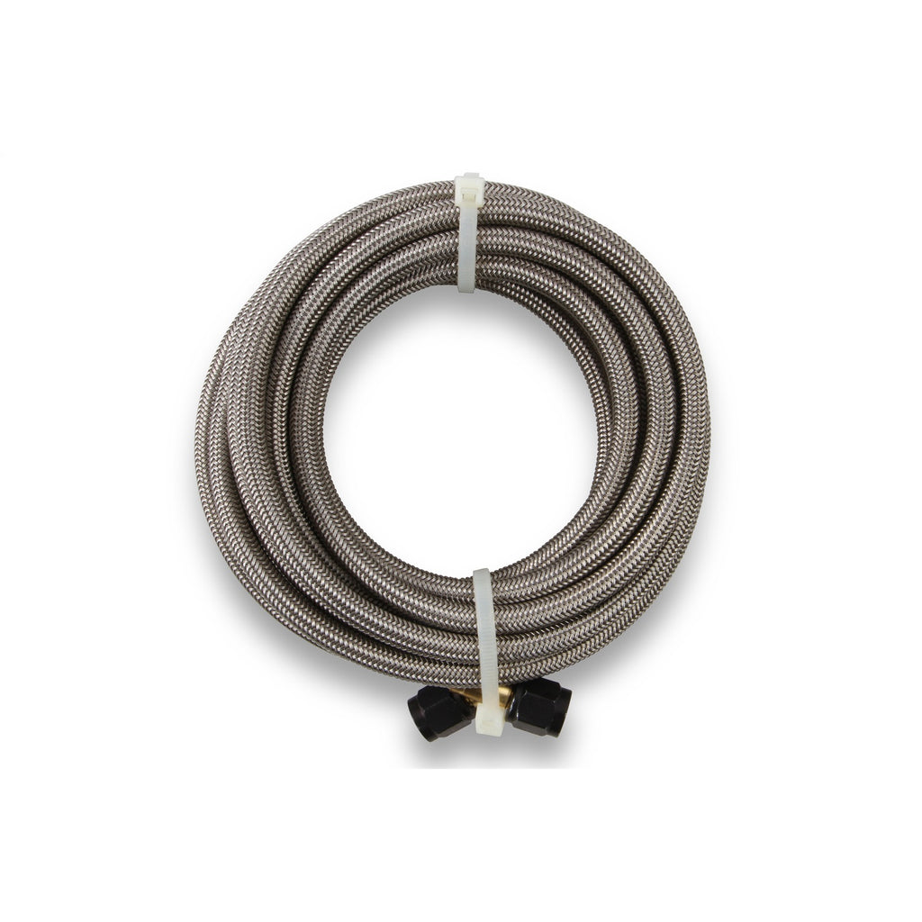Stainless-Steel-Braided-Hose-With-Black-Fittings--4An,-14-Foot-Length