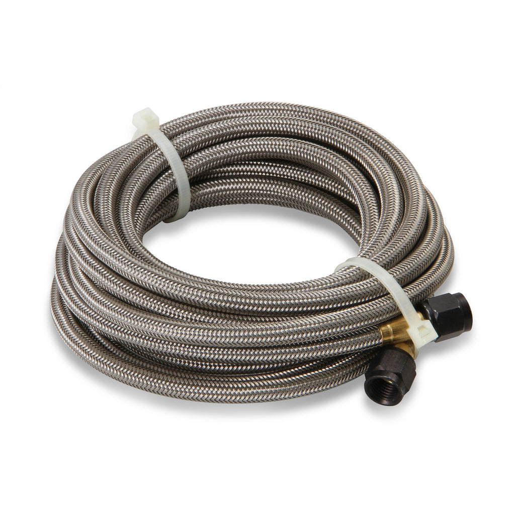 Stainless-Steel-Braided-Hose-With-Black-Fittings--4An,-14-Foot-Length
