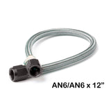 NOS 15400BNOS  Stainless Steel Braided Hose With Black Fittings -6An, 1-Foot Length