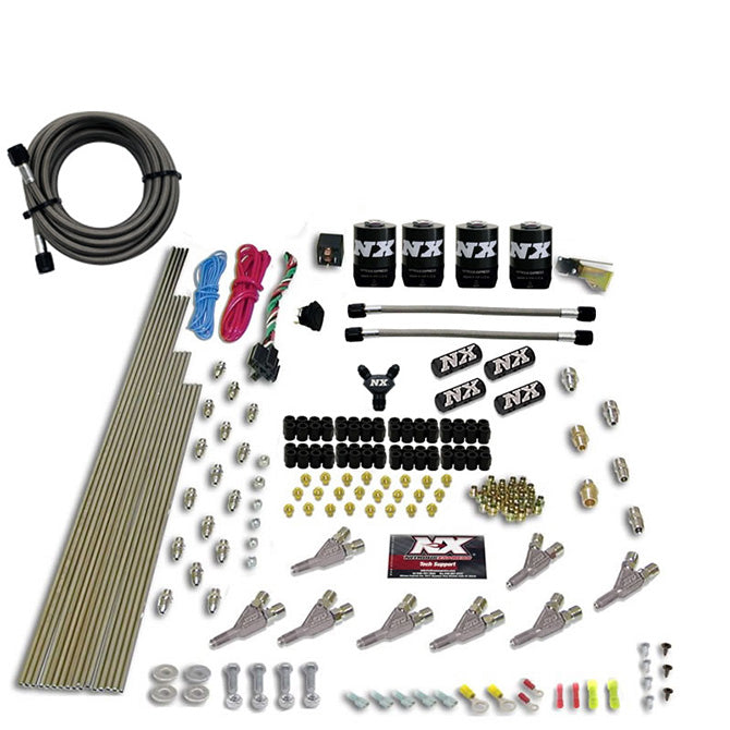 Std-Nozzle-Nitrous-Kit-(200-500Hp)-Gas-WDist-Block--4-Solenoids-WO-Bottle