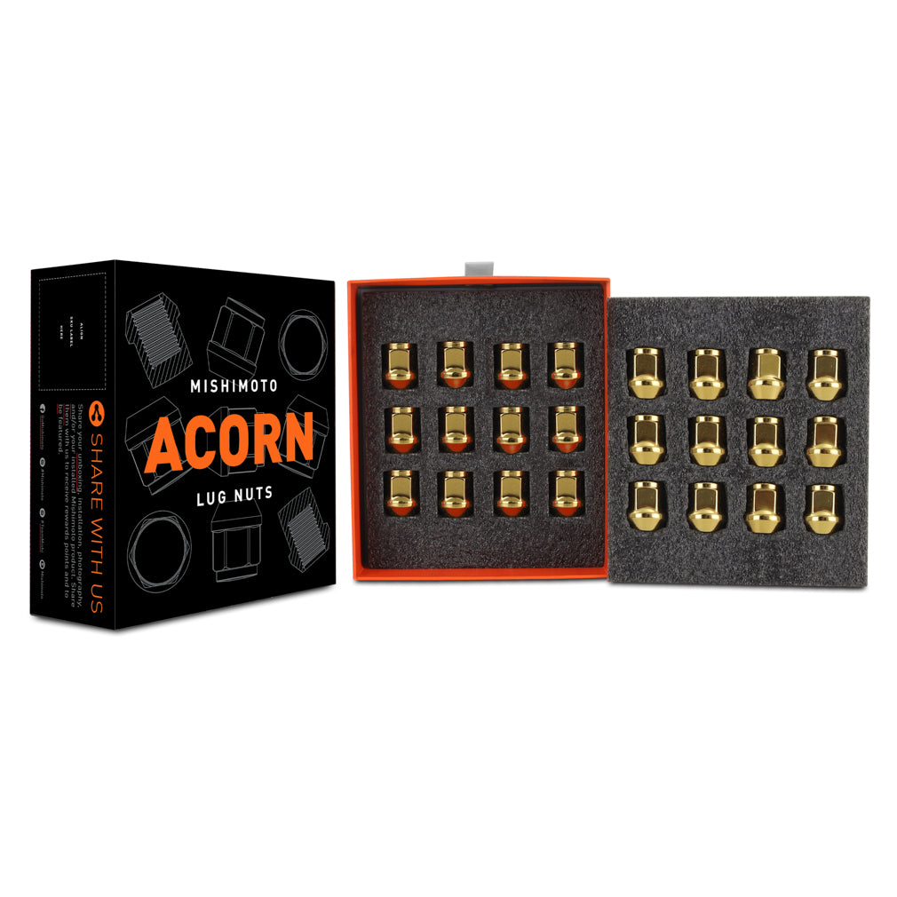 Steel-Lug-Nuts,-M14x1.5,-Acorn-Seat,-24Pc-Set,-Gold