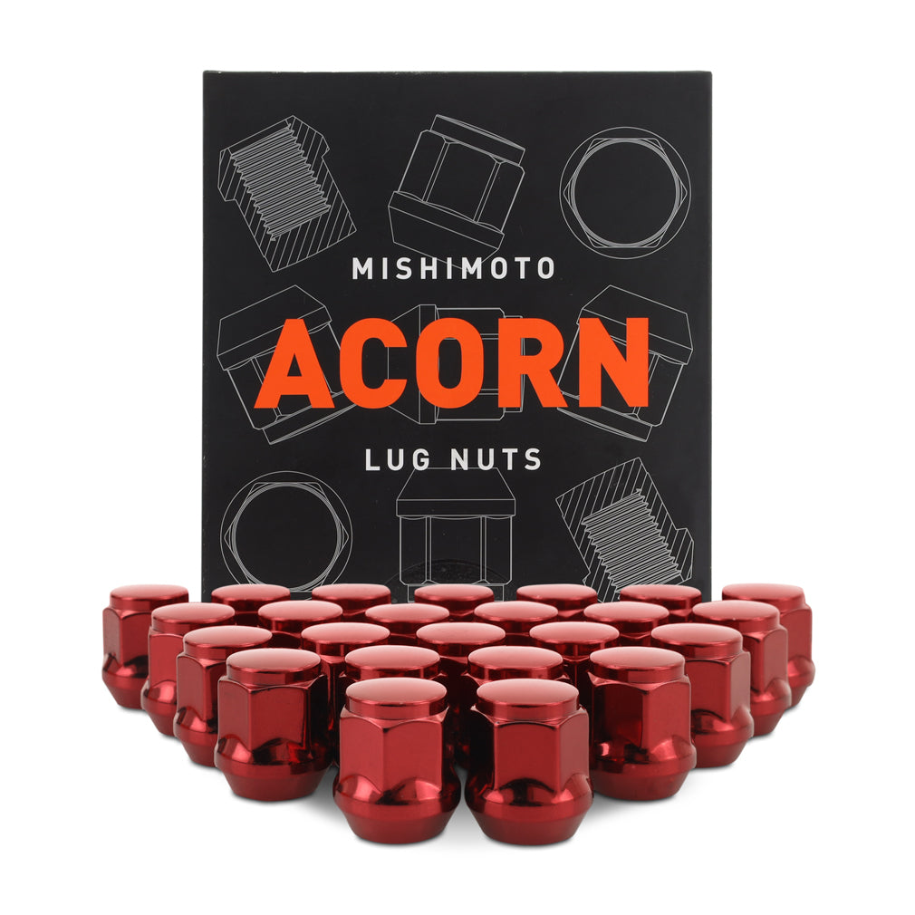 Steel-Lug-Nuts,-M14x1.5,-Acorn-Seat,-24Pc-Set,-Red
