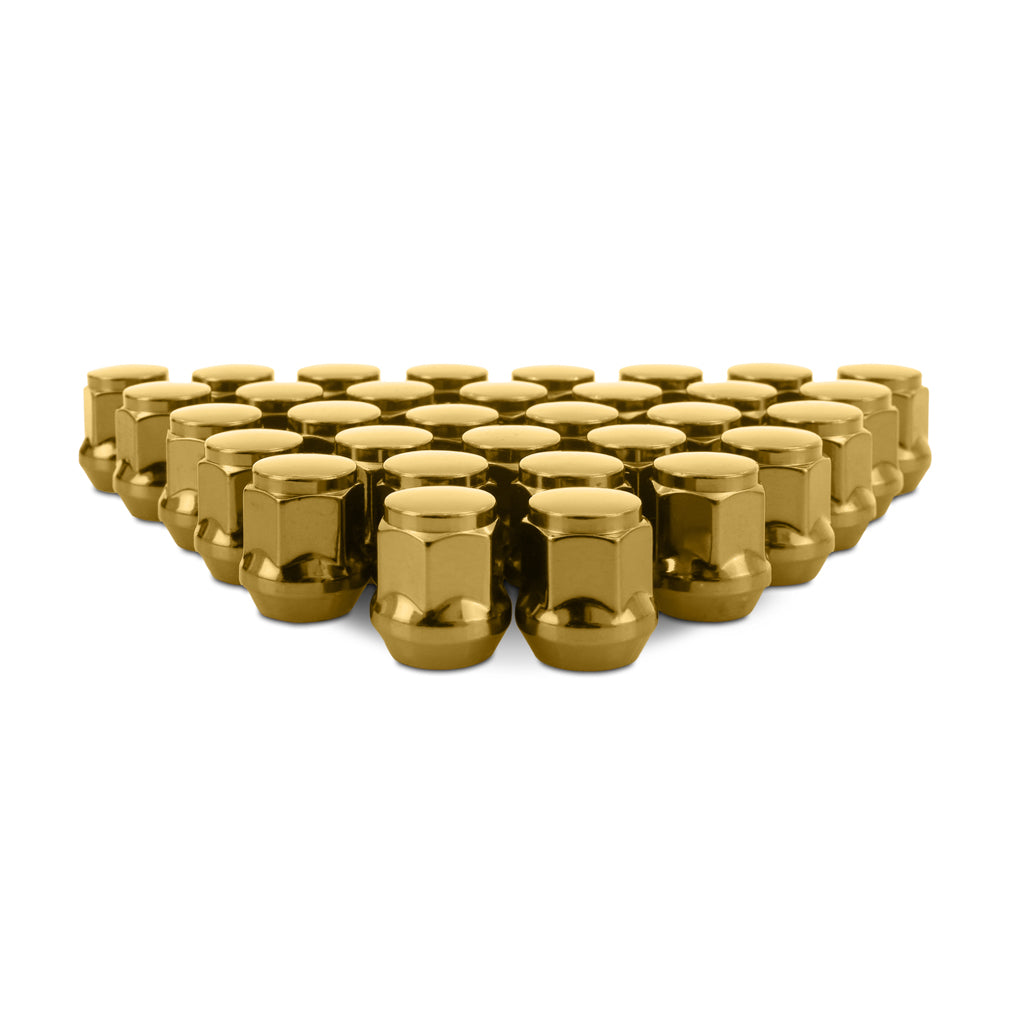 Steel-Lug-Nuts,-M14x1.5,-Acorn-Seat,-32Pc-Set,-Gold