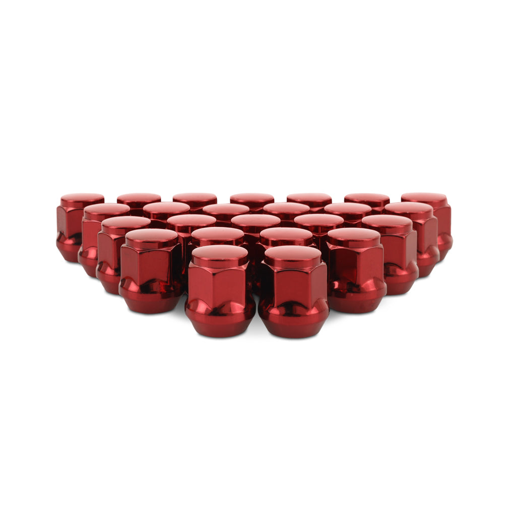 Steel-Lug-Nuts,-M14x1.5,-Acorn-Seat,-24Pc-Set,-Red