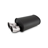 Vibrant 12336 STREETPOWER FLAT BLACK Oval Muffler with Dual 304SS Brushed Tips