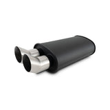 Vibrant 12330 STREETPOWER FLAT BLACK Oval Muffler with Dual 304SS Brushed Tips