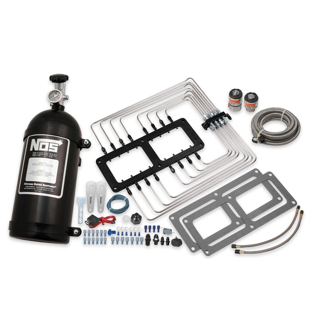 Supercharger-Wet-Nitrous-System,-Black-Injector-Plate,-Black-Plumbing,-Black-10-Lb-Bottle