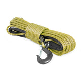 Rough Country RS137 Synthetic Rope 85 Feet Rated Up to 16,000 Lbs 3/8 Inch Includes Clevis Hook and Protective Sleeve Army Green