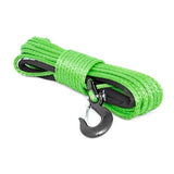 Rough Country RS113 Synthetic Rope 85 Feet Rated Up to 16,000 Lbs 3/8 Inch Includes Clevis Hook and Protective Sleeve Green