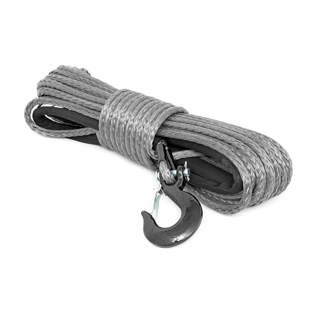 Synthetic-Rope-85-Feet-Rated-Up-To-16,000-Lbs-38-Inch-Includes-Clevis-Hook-And-Protective-Sleeve-Grey-Rough-Country