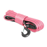 Rough Country RS136 Synthetic Rope 85 Feet Rated Up to 16,000 Lbs 3/8 Inch Includes Clevis Hook and Protective Sleeve Pink