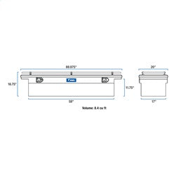 UWS TBS-69-LP-R Chevrolet; Dodge; Ford; GMC... Truck Tool Box for Select Chevrolet Silverado 1500, Chevrolet Silverado Classic, Chevrolet Silverado LD, Chevrolet Silverado 2500, Chevrolet Silverado HD, Chevrolet Silverado HD Classic, Chevrolet Silverado