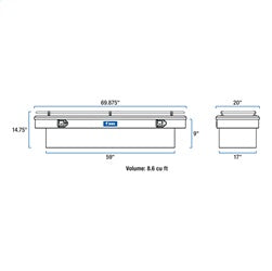 UWS TBS-69-R Chevrolet; Dodge; Ford; GMC... Truck Tool Box for Select Chevrolet Silverado 1500, Chevrolet Silverado Classic, Chevrolet Silverado LD, Chevrolet Silverado 2500, Chevrolet Silverado HD, Chevrolet Silverado HD Classic, Chevrolet Silverado
