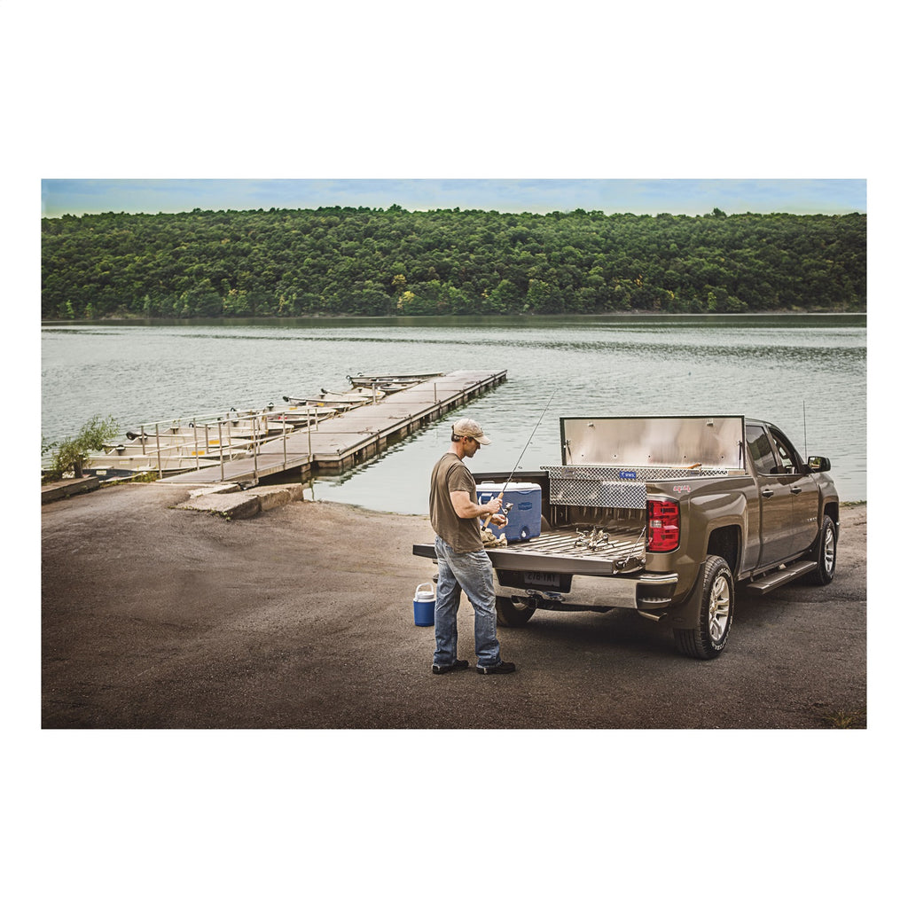 UWS TBS-72-LP-PH Dodge; Ford; Ram Truck Tool Box for Select Dodge Ram 1500, Dodge Ram 2500, Dodge Ram 3500, Ford F-250 Super Duty, Ford F-350 Super Duty, Ford F-450 Super Duty, Ram 1500, Ram Classic, Ram 2500, Ram