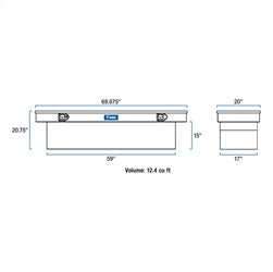 UWS TBSD-69-BLK Chevrolet; Dodge; Ford; GMC... Truck Tool Box for Select Chevrolet Silverado 1500, Chevrolet Silverado Classic, Chevrolet Silverado LD, Chevrolet Silverado 2500, Chevrolet Silverado HD, Chevrolet Silverado HD Classic, Chevrolet Silverado