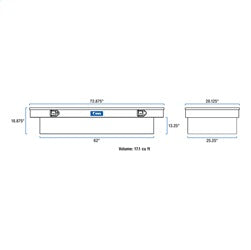 UWS TBSD-72-LBTA Dodge; Ford; Ram Truck Tool Box for Select Dodge Ram 1500, Dodge Ram 2500, Dodge Ram 3500, Ford F-250 Super Duty, Ford F-350 Super Duty, Ford F-450 Super Duty, Ram 1500, Ram Classic, Ram 2500, Ram