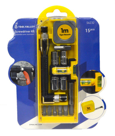 Tool Valley 56232 15 Pc Screwdriver Kit - Blue Table