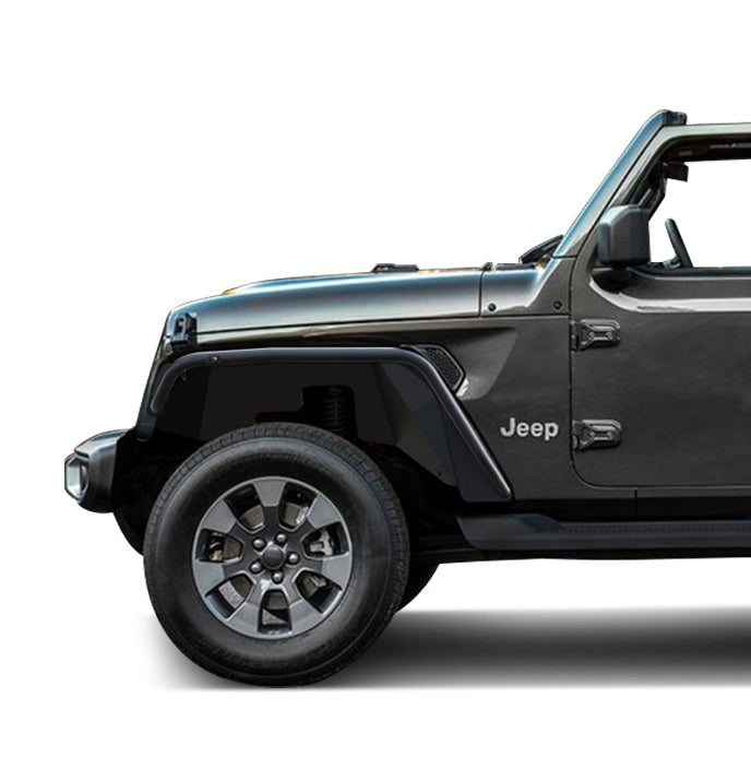 Black Horse Off Road TFFJ-FS Full Set Tubular Fender Flares & Inner Fender Flares Liners - Front & Rear for Select Jeep Wrangler
