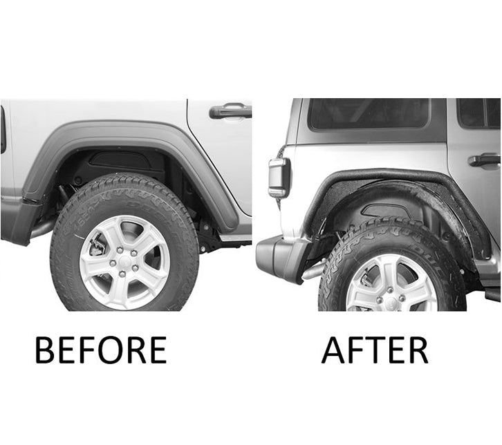 Black Horse Off Road TFFJL4 Full Set Inner Fender Flares Liners - Front & Rear for Select Jeep Wrangler