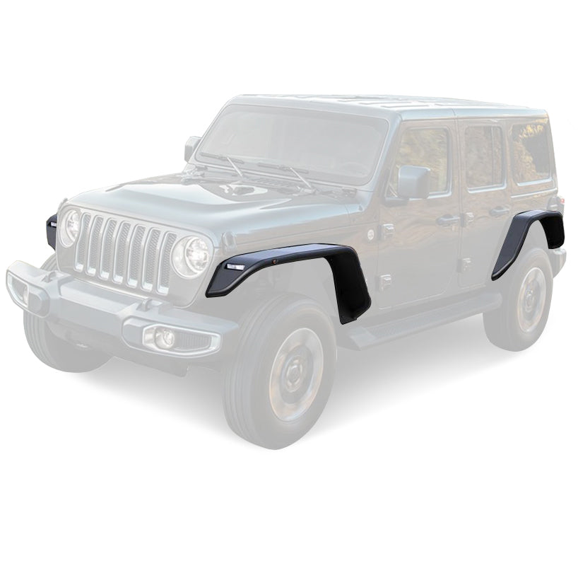 Black Horse Off Road TFFJL Front & Rear Tubular Fender Flares for Select Jeep Wrangler