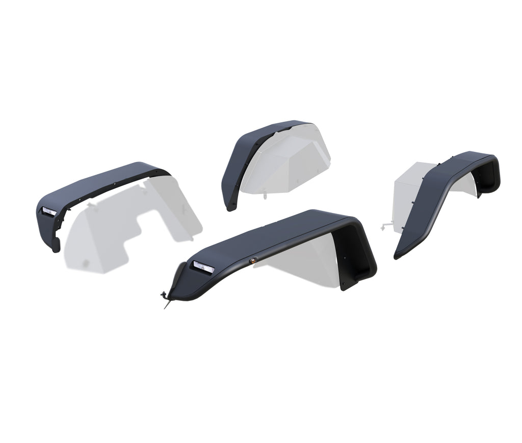 Black Horse Off Road TFRF20G Full Set Tubular Fender Flares - Front & Rear for Select Jeep Gladiator