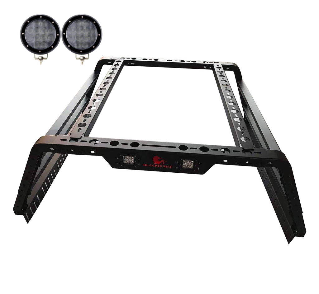 Black Horse Off Road TR01B-PLFB Overland Bed Rack Kit for Select Chevrolet Colorado, Chevrolet Silverado 1500, Chevrolet Silverado HD, Chevrolet Silverado 3500, Chevrolet Silverado HD, Dodge Ram 1500, Dodge Ram 2500, Dodge Ram 3500, Ford F-150, Ford