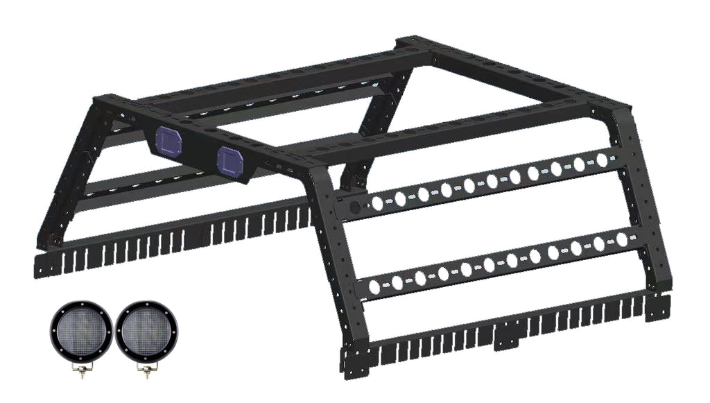Black Horse Off Road TR01B-PLFB Overland Bed Rack Kit for Select Chevrolet Colorado, Chevrolet Silverado 1500, Chevrolet Silverado HD, Chevrolet Silverado 3500, Chevrolet Silverado HD, Dodge Ram 1500, Dodge Ram 2500, Dodge Ram 3500, Ford F-150, Ford
