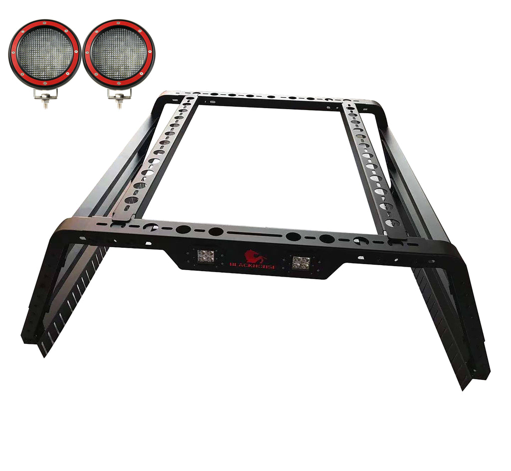 Black Horse Off Road TR01B-PLFR Overland Bed Rack Kit for Select Chevrolet Colorado, Chevrolet Silverado 1500, Chevrolet Silverado HD, Chevrolet Silverado 3500, Chevrolet Silverado HD, Dodge Ram 1500, Dodge Ram 2500, Dodge Ram 3500, Ford F-150, Ford