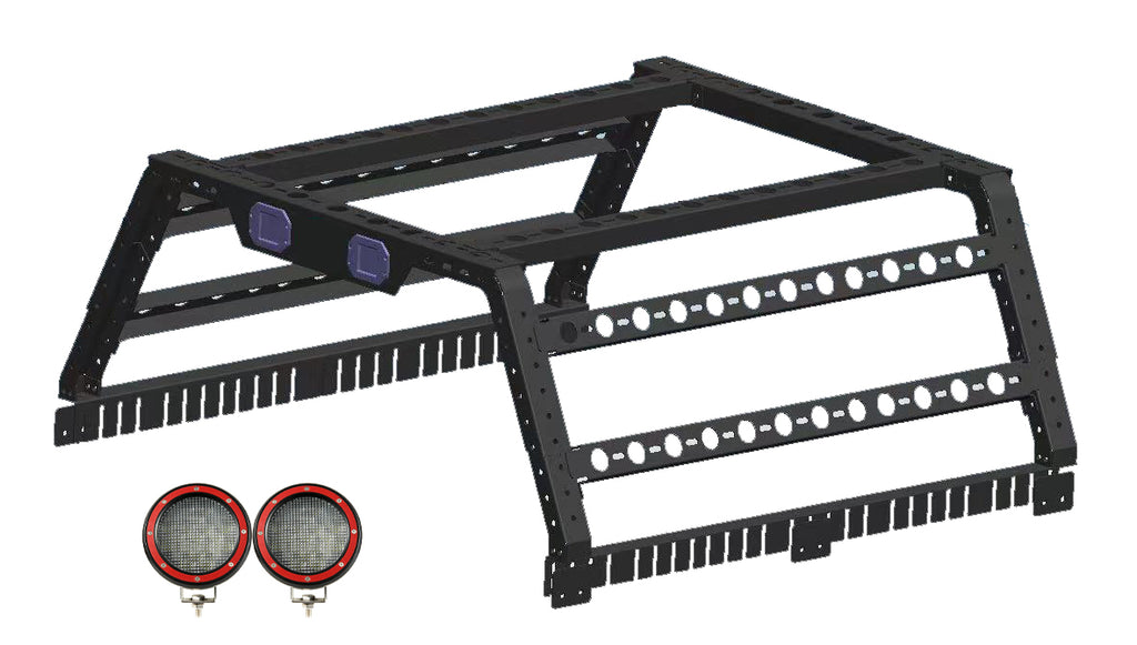 Black Horse Off Road TR01B-PLFR Overland Bed Rack Kit for Select Chevrolet Colorado, Chevrolet Silverado 1500, Chevrolet Silverado HD, Chevrolet Silverado 3500, Chevrolet Silverado HD, Dodge Ram 1500, Dodge Ram 2500, Dodge Ram 3500, Ford F-150, Ford