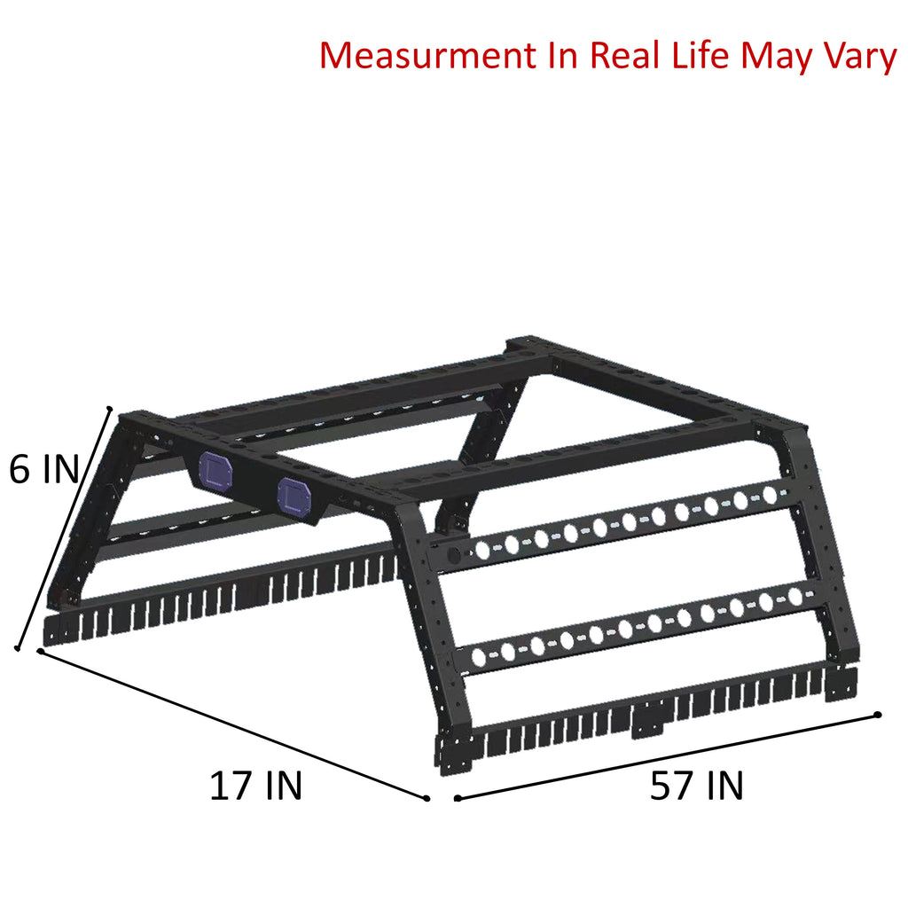 Black Horse Off Road TR01B Overland Bed Rack for Select Chevrolet Colorado, Chevrolet Silverado 1500, Chevrolet Silverado HD, Chevrolet Silverado 3500, Chevrolet Silverado HD, Dodge Ram 1500, Dodge Ram 2500, Dodge Ram 3500, Ford F-150, Ford F-250 Super
