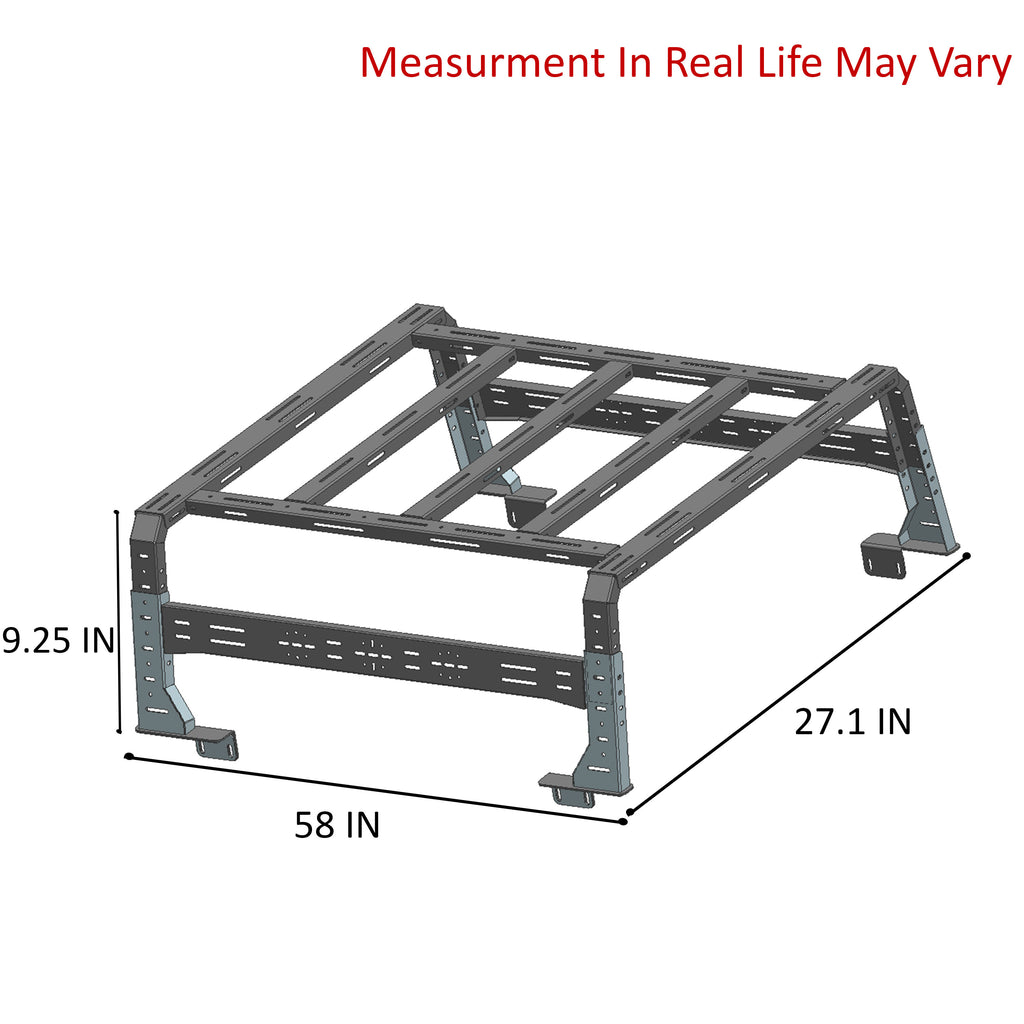 Black Horse Off Road TR11B Overland Bed Rack for Select Chevrolet Silverado 1500, Ford F-150, Nissan TITAN, Ram 1500, Ram 2500, Ram 3500, Toyota Tundra