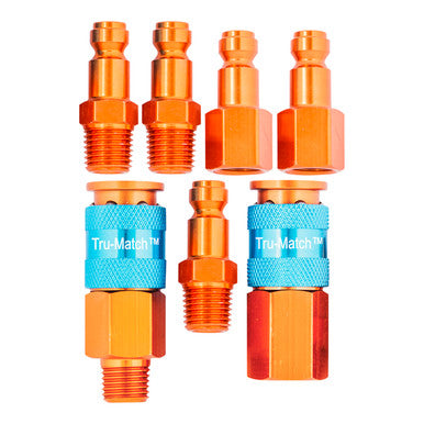 Tru-Flate 13-109B Plug/Coupler Set 1/4 Tf Orange Body 7Pc