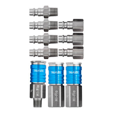Tru-Flate 13-907 Plug/Coupler Set 1/4 Hi Flow 10Pc