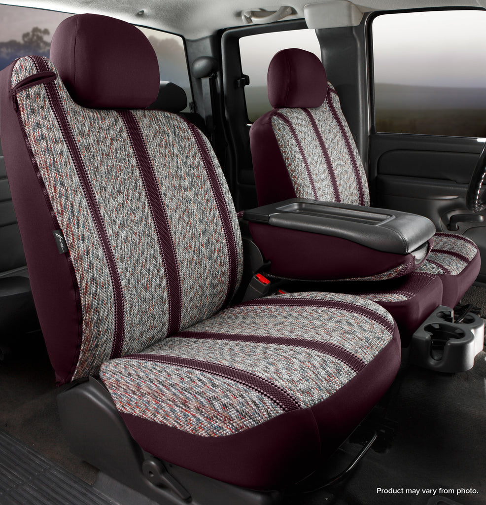 FIA TR48-9 WINE TR40 Series - Wrangler Saddleblanket Custom Fit Front Seat Cover - Wine for Select Chevrolet Avalanche 1500, Chevrolet Avalanche 2500, Chevrolet C1500, Chevrolet C2500, Chevrolet C3500, Chevrolet K1500, Chevrolet K2500, Chevrolet K3500,